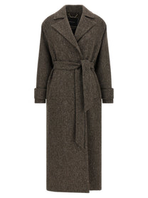 Kiton Chevron Wool Coat Brown