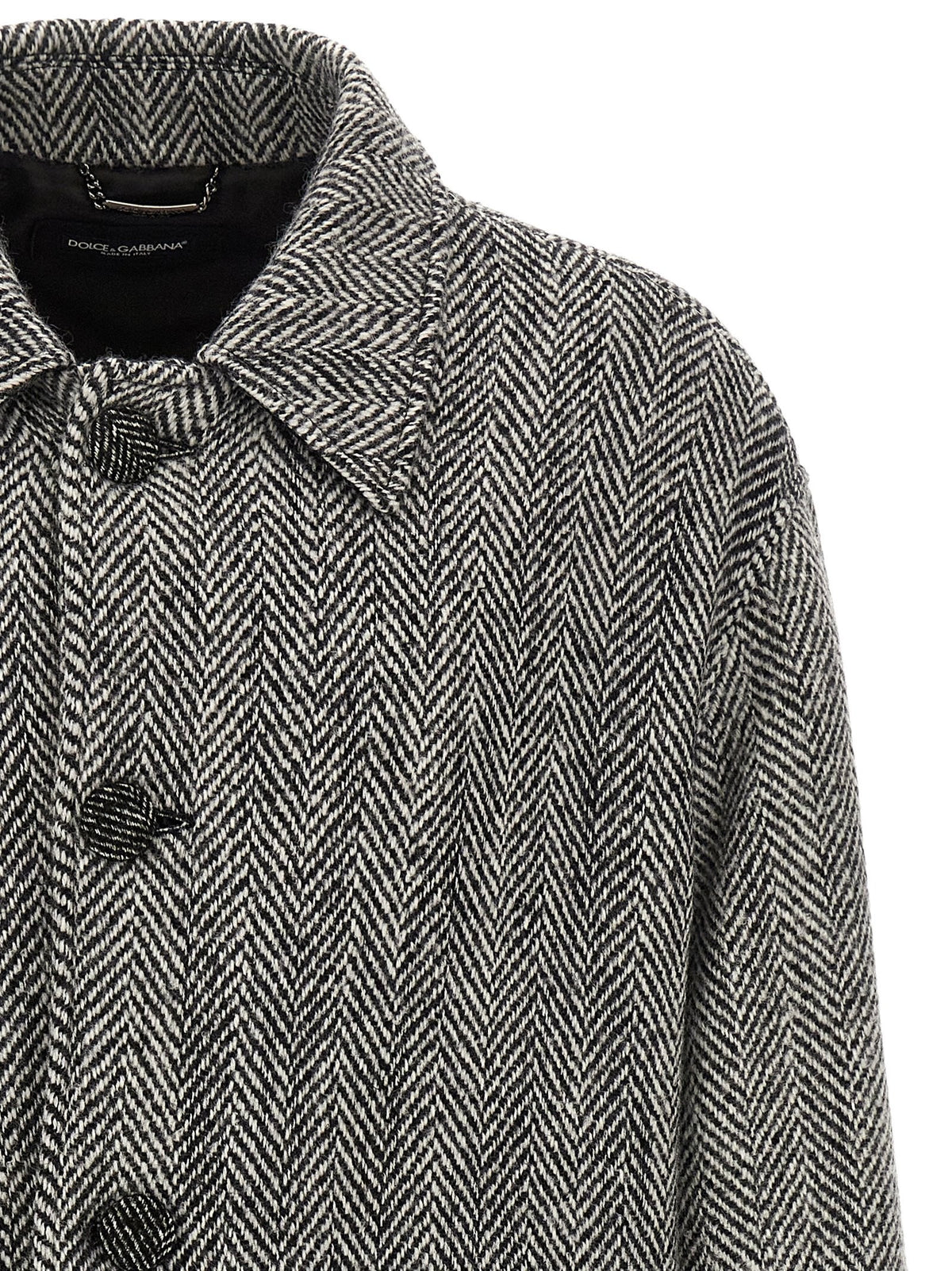 Dolce&amp;Gabbana Chevron Wool Coat Gold