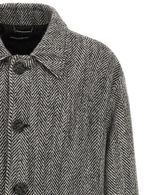 Dolce&amp;Gabbana Chevron Wool Coat Gold
