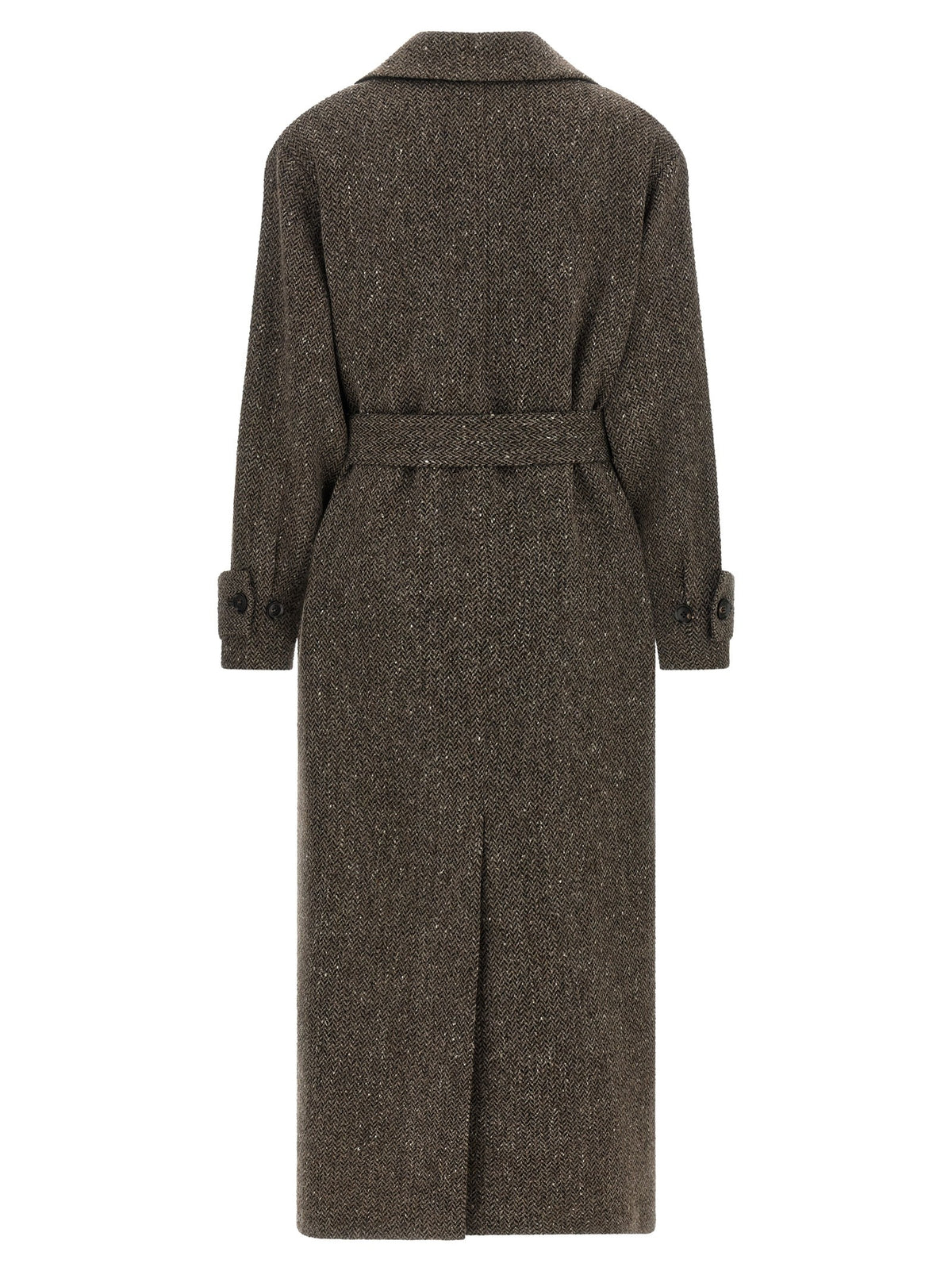 Kiton Chevron Wool Coat Brown, view 2