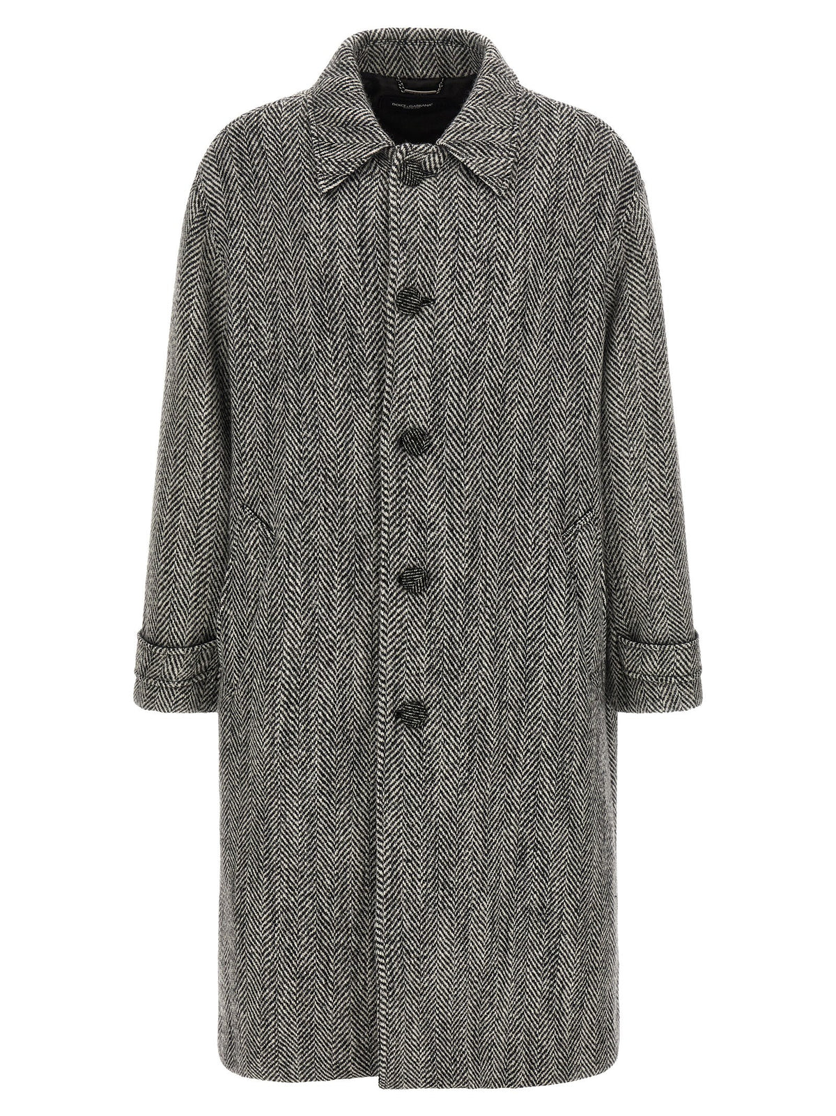 Dolce&amp;Gabbana Chevron Wool Coat Gold