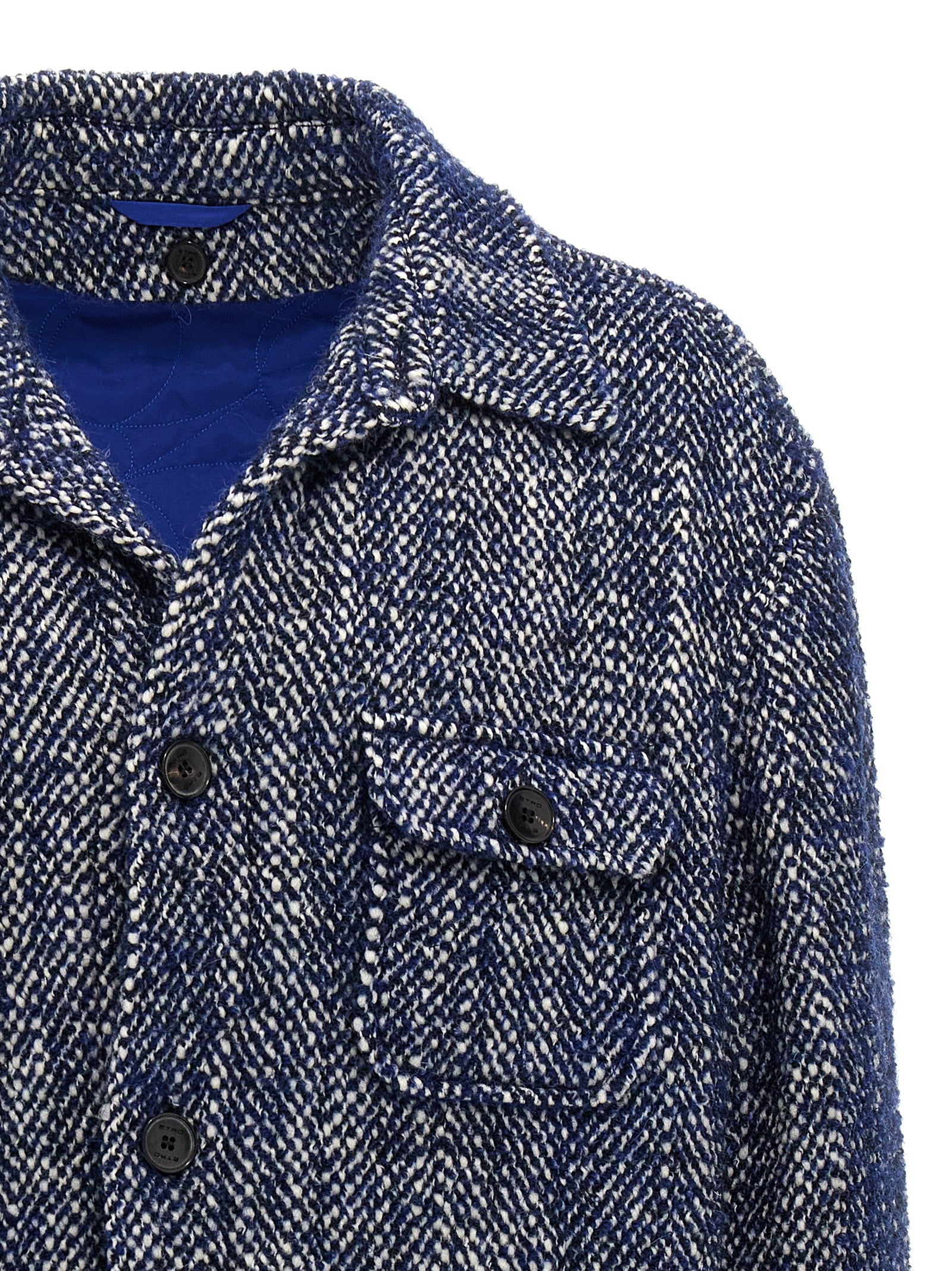 ETRO Chevron Wool Jacket Blue
