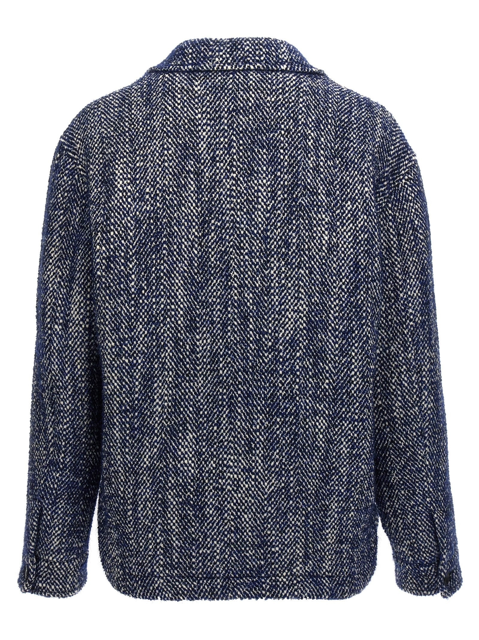 ETRO Chevron Wool Jacket Blue
