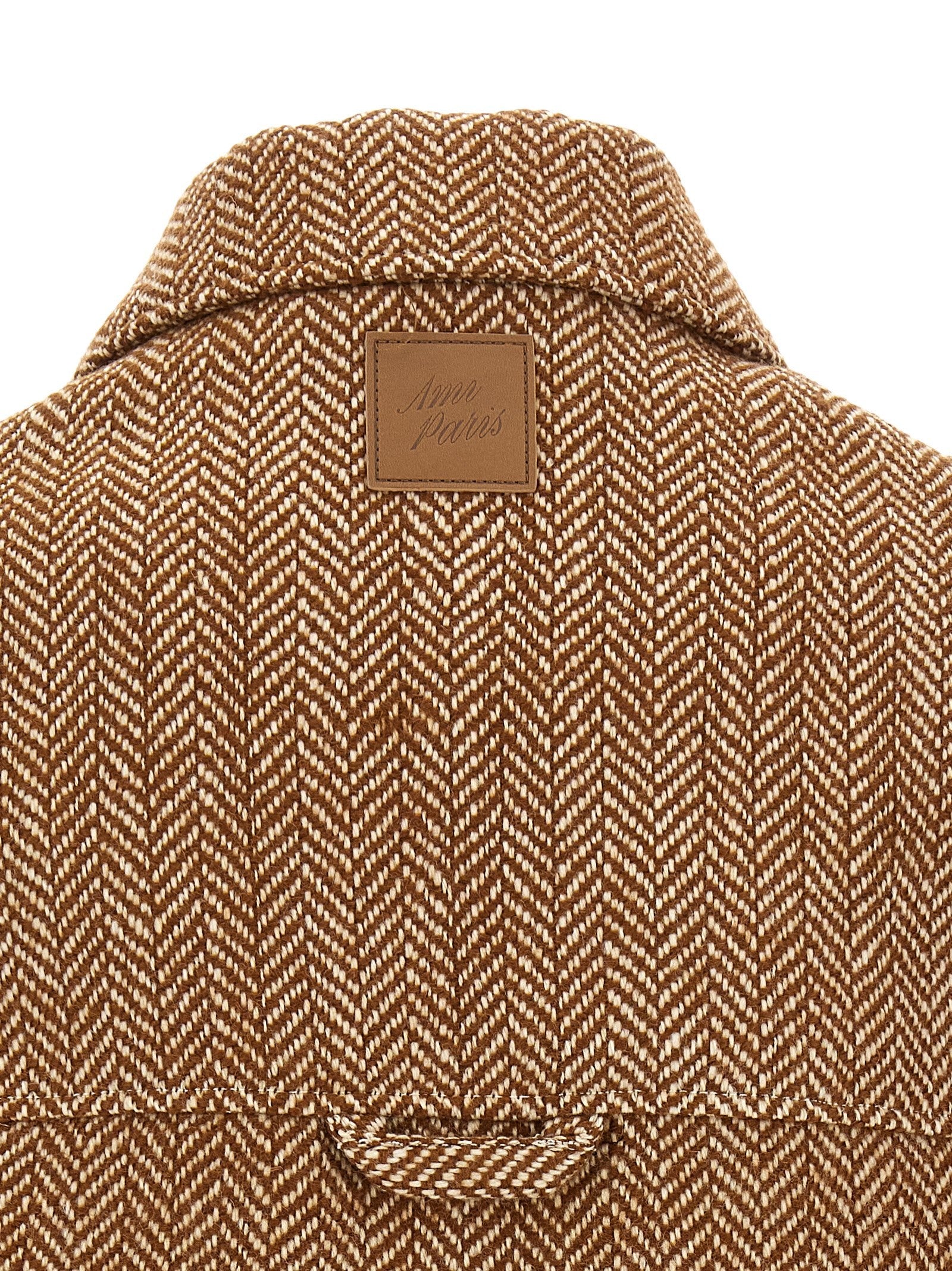 Ami Paris Chevron Wool Overshirt Brown