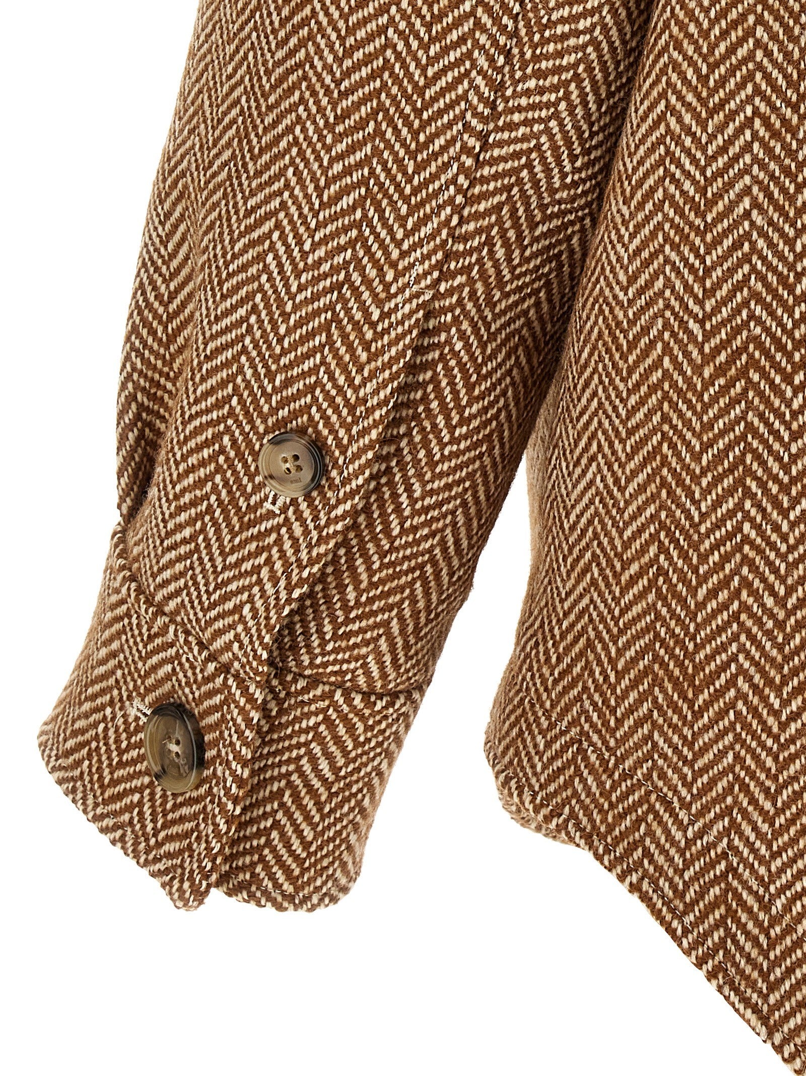 Ami Paris Chevron Wool Overshirt Brown