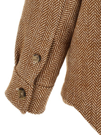 Ami Paris Chevron Wool Overshirt Brown