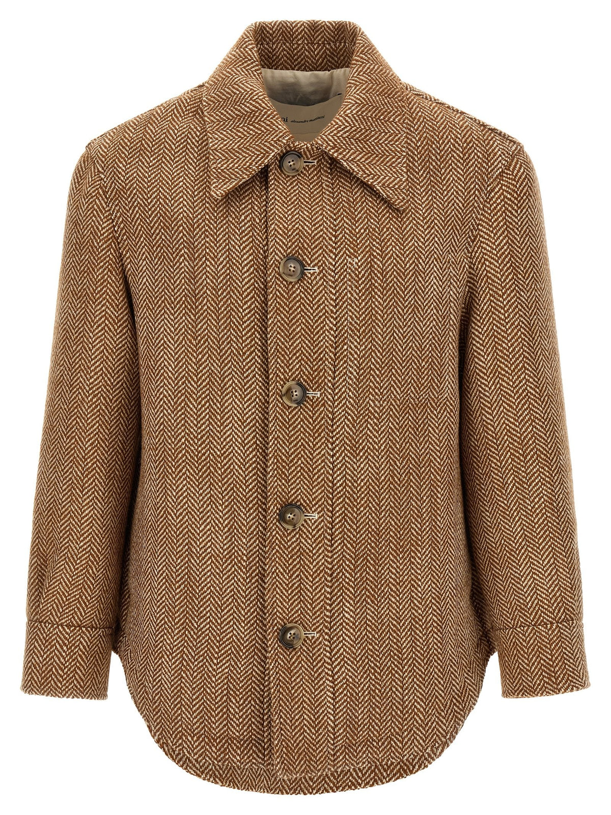 Ami Paris Chevron Wool Overshirt Brown