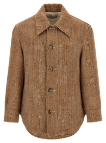 Ami Paris Chevron Wool Overshirt Brown