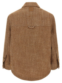 Ami Paris Chevron Wool Overshirt Brown