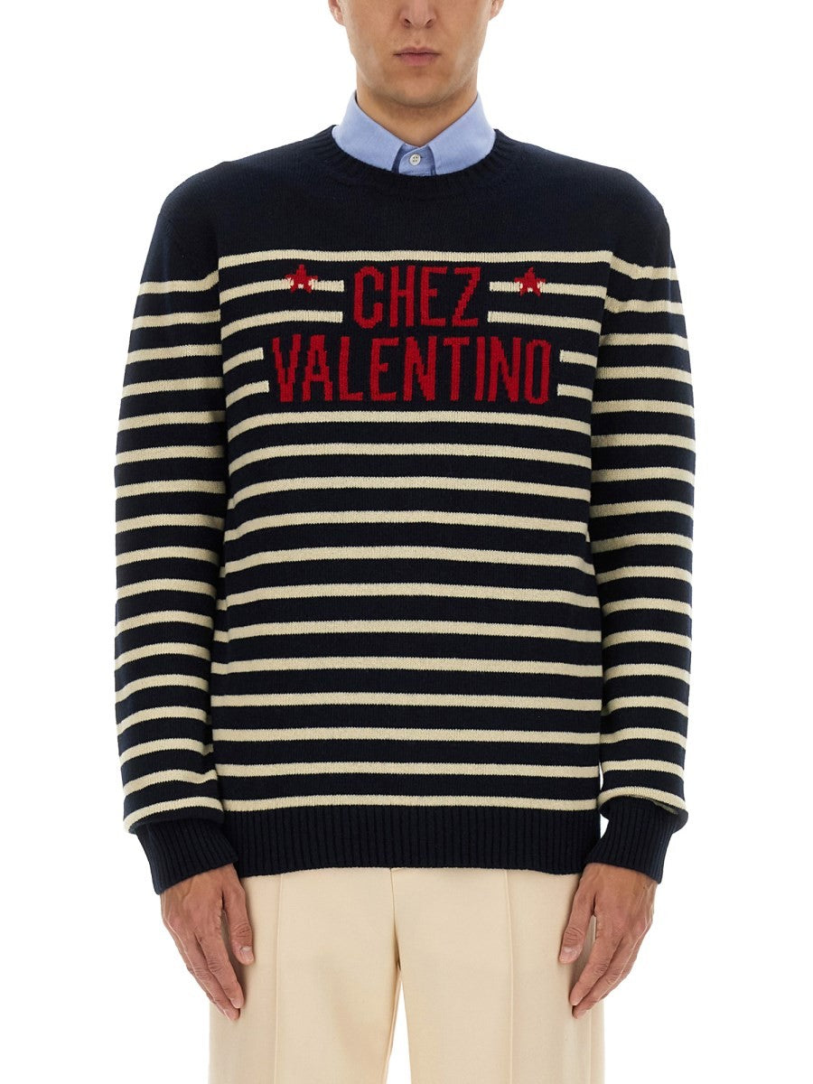 Valentino Men's Chez Valentine Wool Sweater Blue