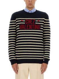 Valentino Men's Chez Valentine Wool Sweater Blue