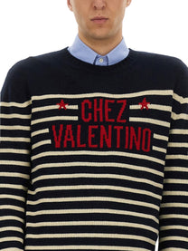 Valentino Men's Chez Valentine Wool Sweater Blue