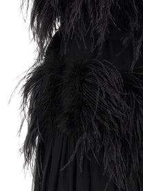 Alberta Ferretti Chiffon and Feather Dress Black