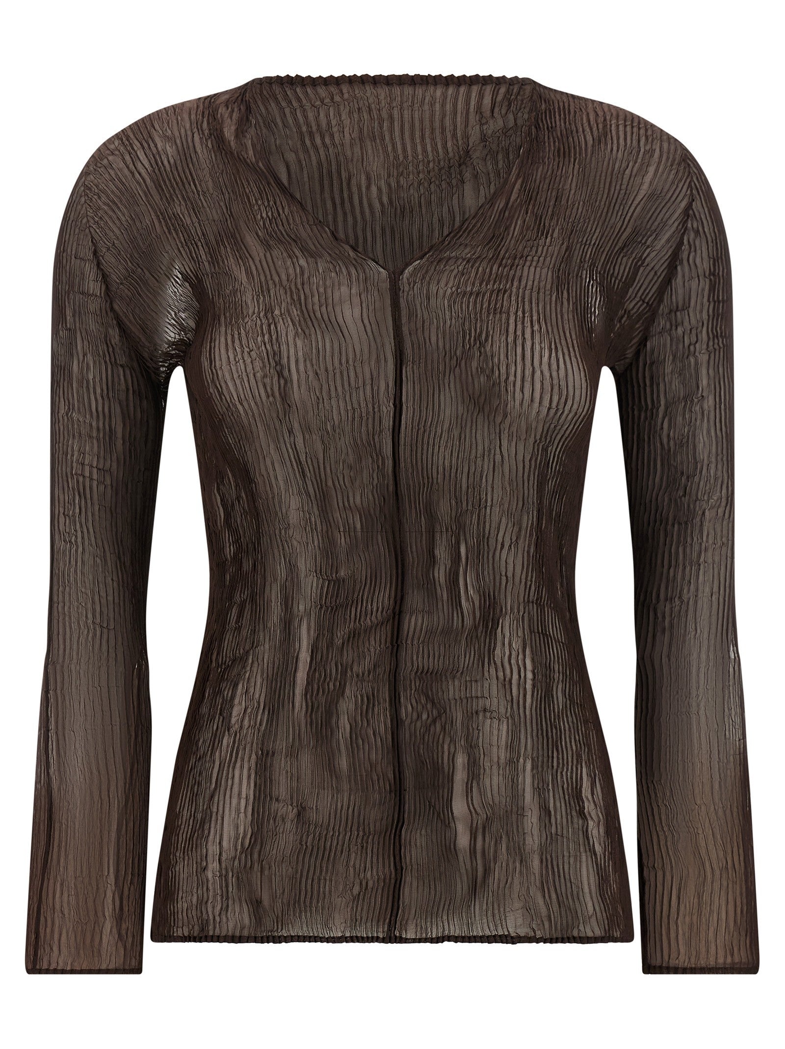 ISSEY MIYAKE Chiffon Twist Top Brown