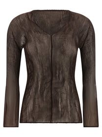 ISSEY MIYAKE Chiffon Twist Top Brown