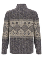 Brunello Cucinelli Chiné Yarn Cardigan Grey, view 2