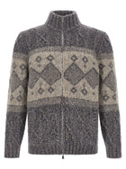 Brunello Cucinelli Chiné Yarn Cardigan Grey