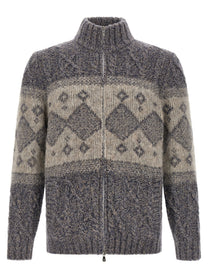 Brunello Cucinelli Chiné Yarn Cardigan Grey