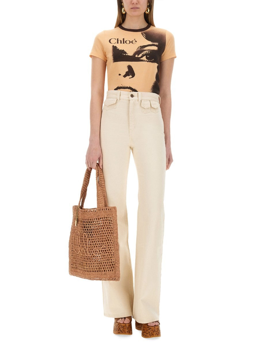 CHLOE’ - High Waist Flare Jeans - Home-&gt;Woman-&gt;Clothing-&gt;Jeans