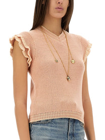 CHLOE’ - Chloe’ Short Sleeved Wool Knit Top - Women’s Knitwear