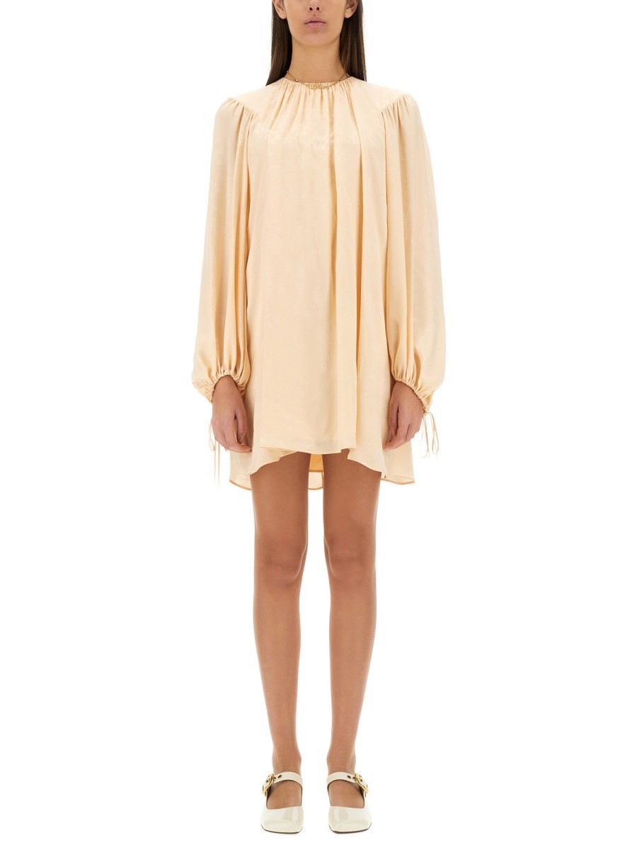 CHLOE’ - Chloe’ Silk Shirred Mini Dress - Women’s Clothing