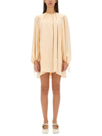 CHLOE’ - Chloe’ Silk Shirred Mini Dress - Women’s Clothing
