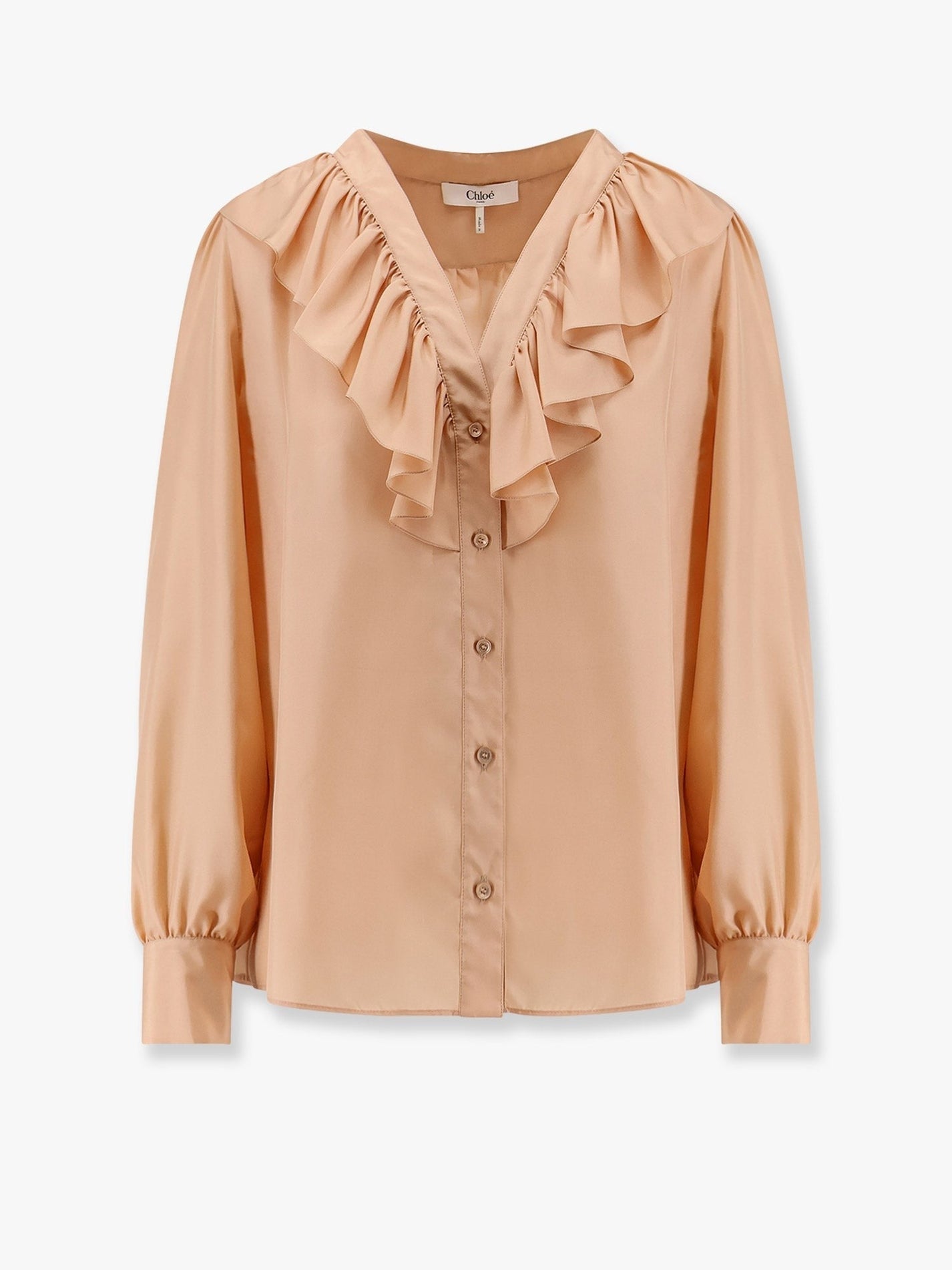 CHLOE’ - Chloe’ Silk Shirt With Rouches - Women’s Tops