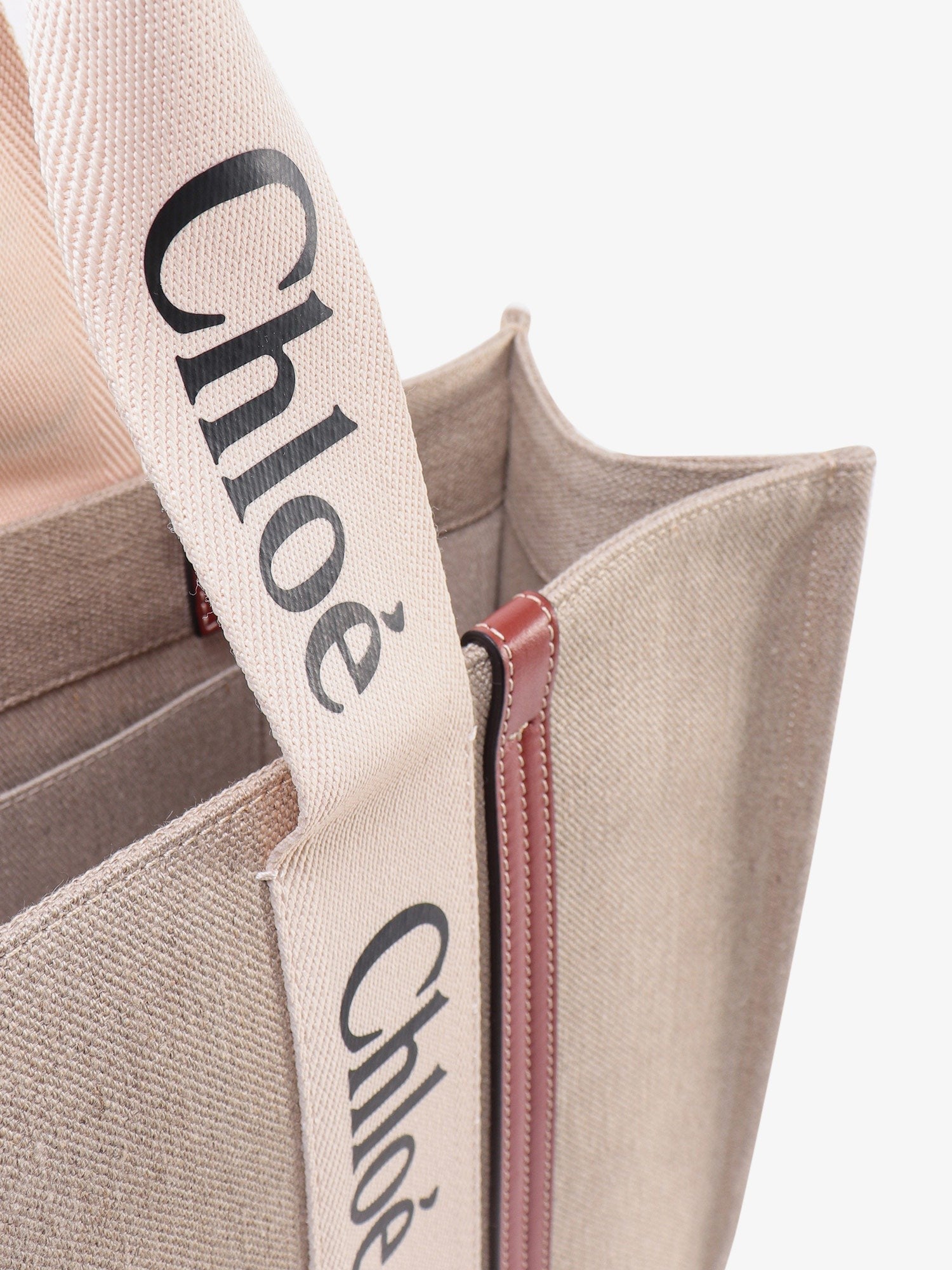 CHLOE’ - Chloe’ Linen Shoulder Bag With Logo Print. This Bag Is Made With Lower Environmental Impact Material