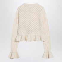 Chloé - Chloé Latte-colored crochet cardigan in cotton blend - Knitwear