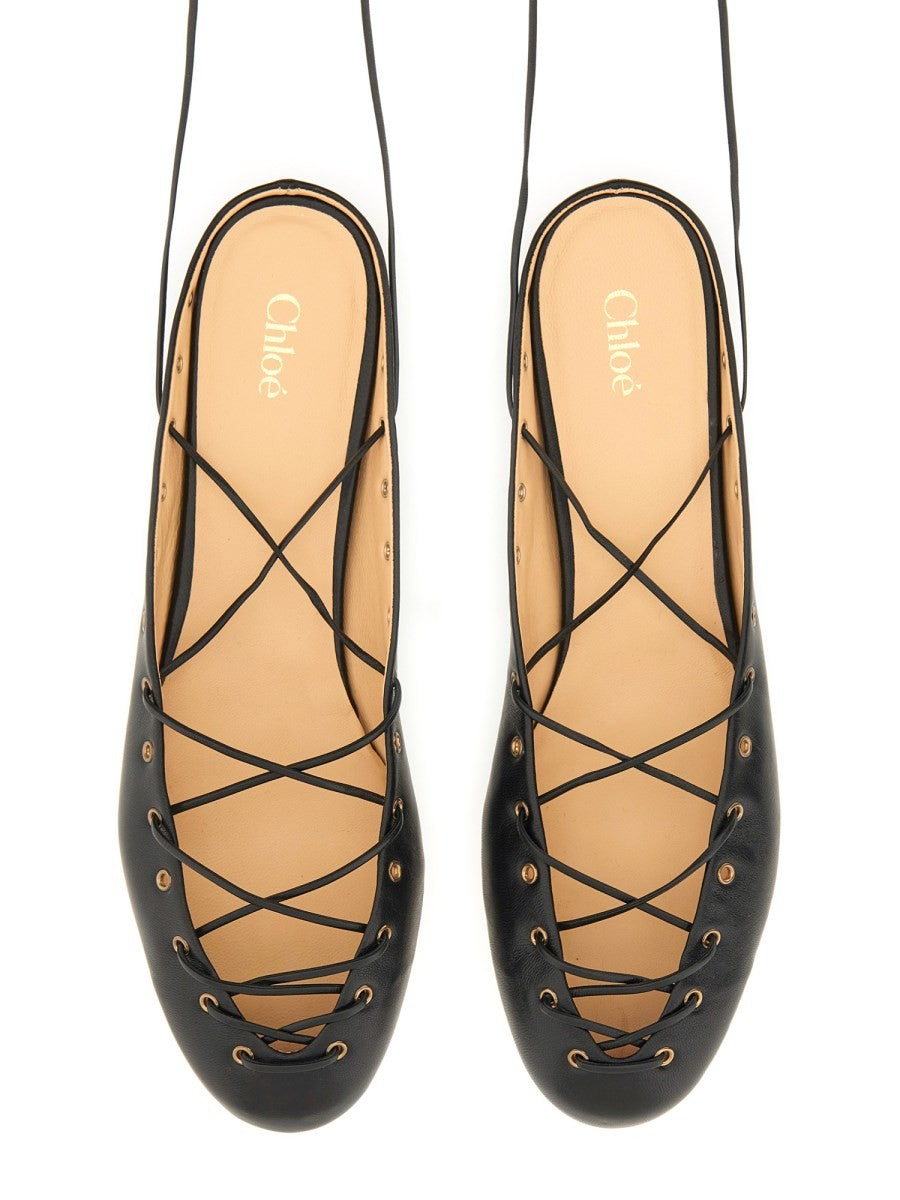 CHLOE’ - Chloe’ Ballerina ’Ghillies’ - Woman-&gt;FOOTWEAR-&gt;FLATS