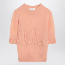 Chloé - Chloé Peach-colored top with logo embroidery - Knitwear