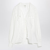 Chloé - Chloé White shirt with embroidered bow tie - Women’s Tops