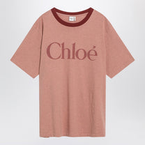 Chloé - Chloé Pink cotton T-shirt with logo - Topwear
