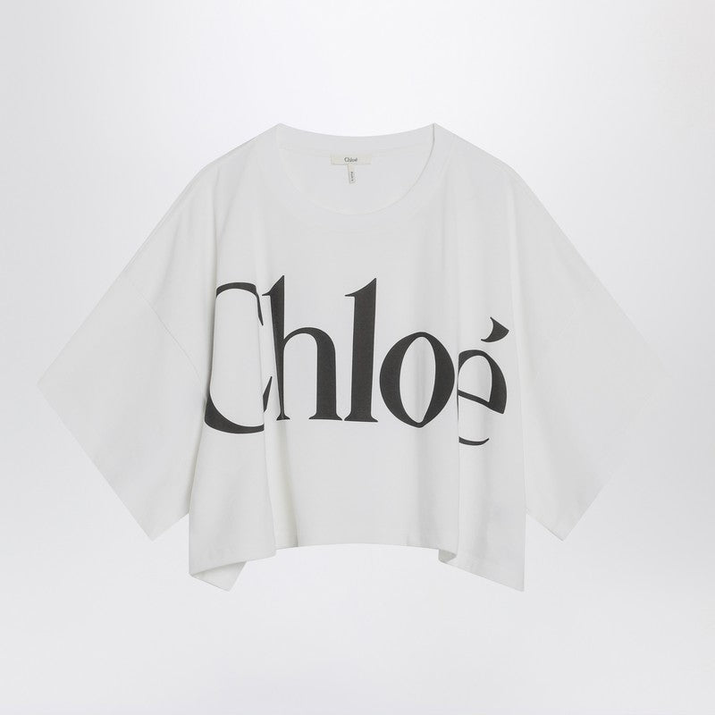 Chloé - Chloé White boxy T-shirt with logo print - Women’s Tops