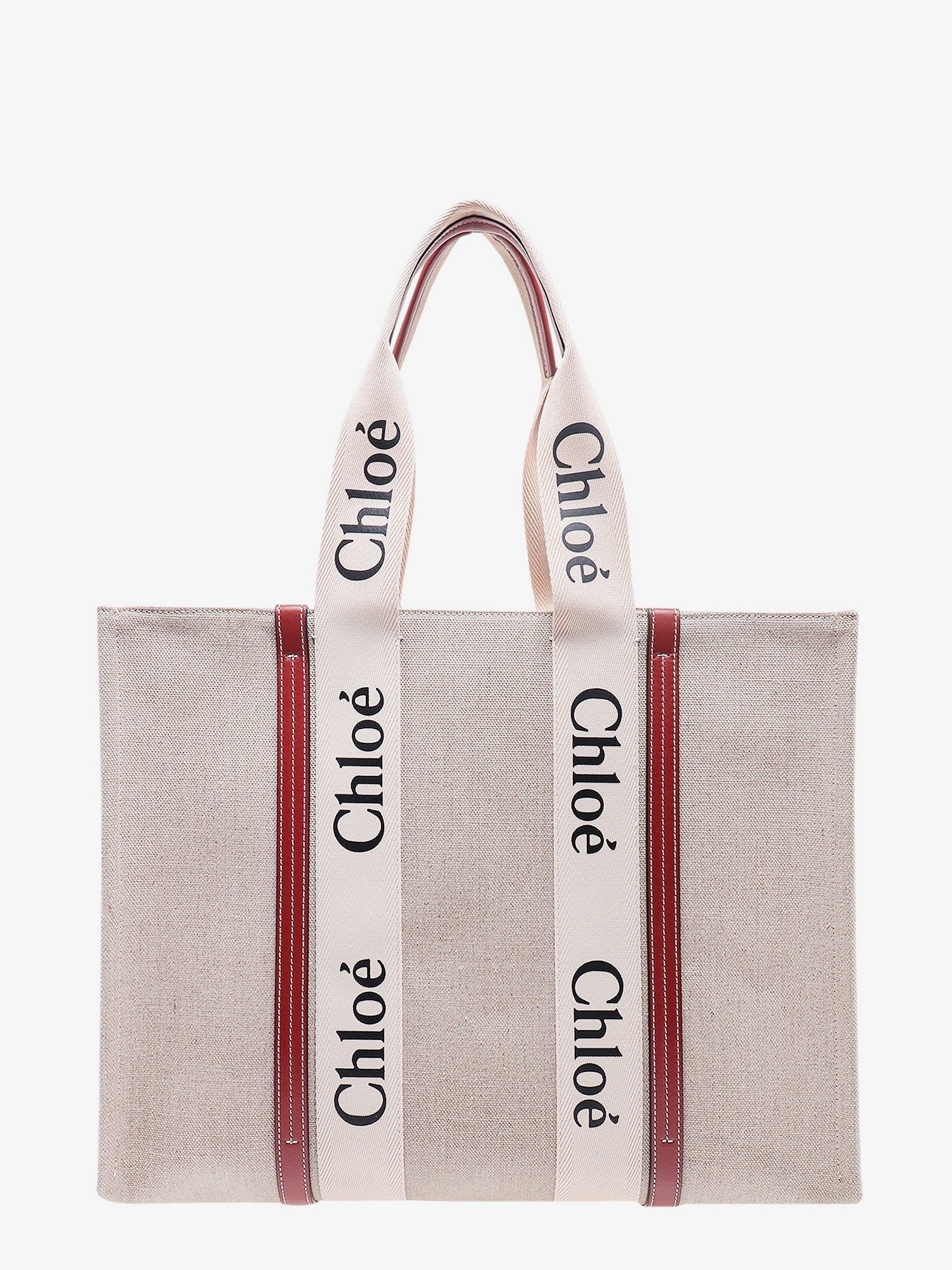 CHLOE’ - Chloe’ Linen Shoulder Bag With Logo Print. This Bag Is Made With Lower Environmental Impact Material
