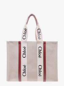 CHLOE’ - Chloe’ Linen Shoulder Bag With Logo Print. This Bag Is Made With Lower Environmental Impact Material