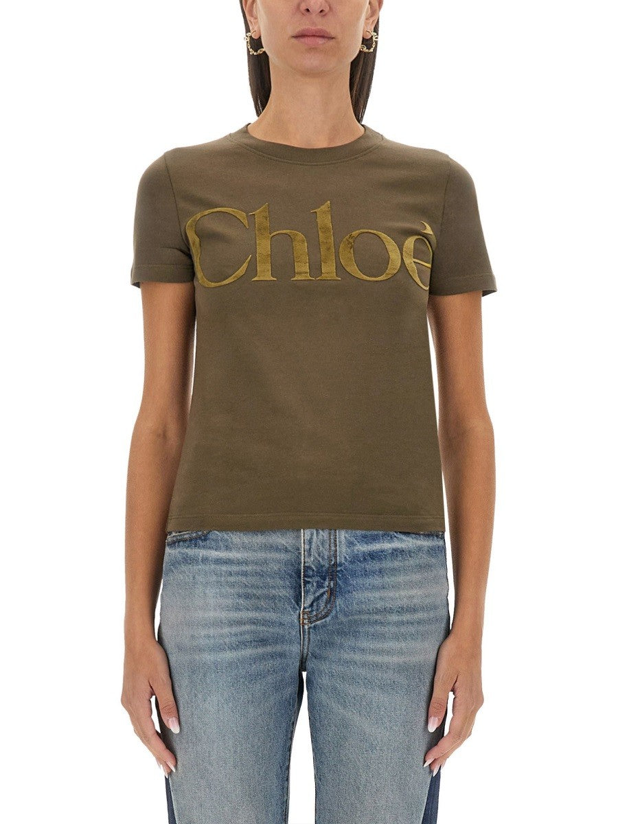 CHLOE’ - Chloe’ T Shirt With Logo - Woman-&gt;Clothing-&gt;t-shirts