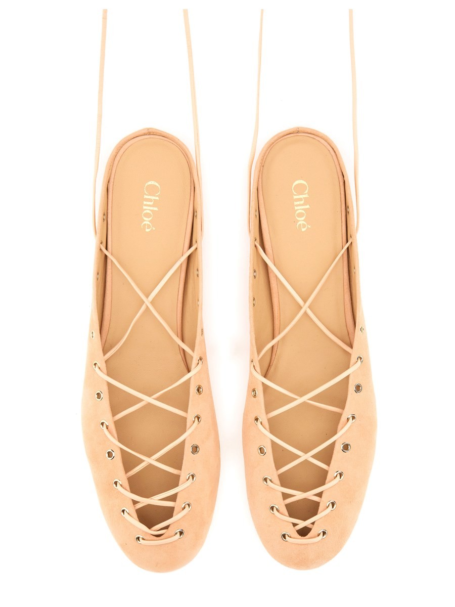 CHLOE’ - Chloe’ Ballerina ’Ghillies’ - Woman-&gt;FOOTWEAR-&gt;FLATS