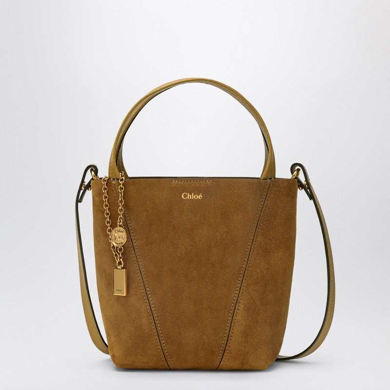 Chloé - Chloé Small beige khaki suede Spin tote bag - General