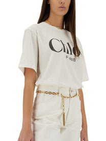 CHLOE’ - Chloe’ T Shirt With Logo - Woman-&gt;Clothing-&gt;t-shirts