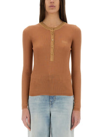 CHLOE’ - Chloe’ Merino Wool Fine Knit ’Henley’ Shirt - Woman-&gt;Clothing-&gt;Tops