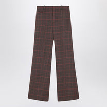 Chloé - Chloé Brown flared checkered wool trousers - Trousers