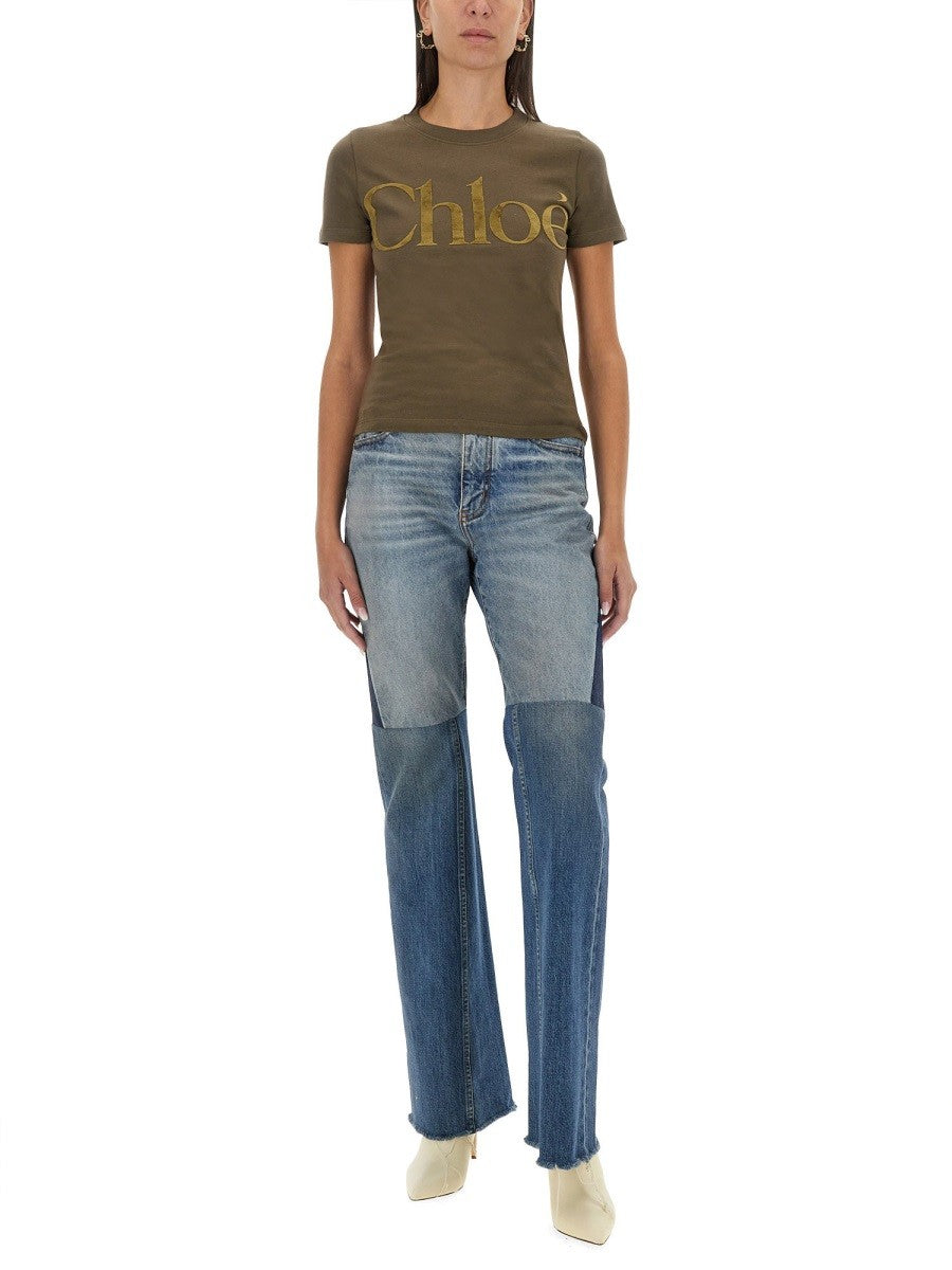 CHLOE’ - Chloe’ T Shirt With Logo - Woman-&gt;Clothing-&gt;t-shirts