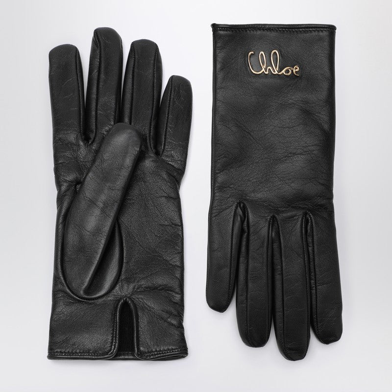 Chloé - Chloé Iconic black leather gloves - Scarves Hats &amp; Gloves