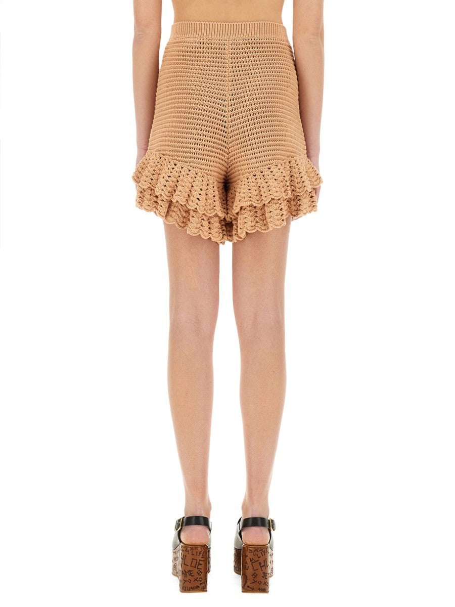 CHLOE’ - Crochet Knit Mini Shorts - Home-&gt;Woman-&gt;Clothing-&gt;Shorts
