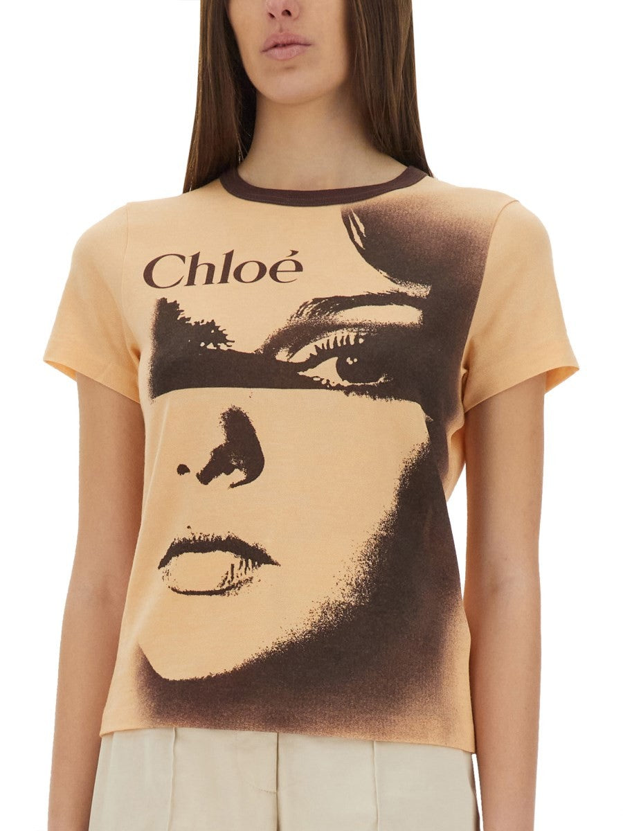 CHLOE’ - Chloe’ Cotton Jersey Logo T Shirt - Woman-&gt;Clothing-&gt;t-shirts