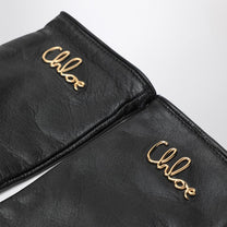 Chloé - Chloé Iconic black leather gloves - Scarves Hats &amp; Gloves