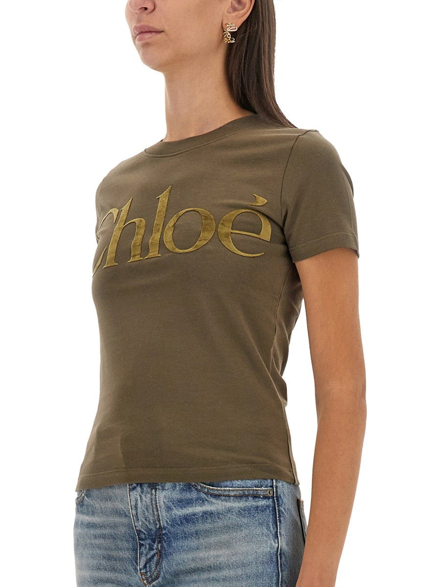CHLOE’ - Chloe’ T Shirt With Logo - Woman-&gt;Clothing-&gt;t-shirts