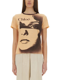 CHLOE’ - Chloe’ Cotton Jersey Logo T Shirt - Woman-&gt;Clothing-&gt;t-shirts