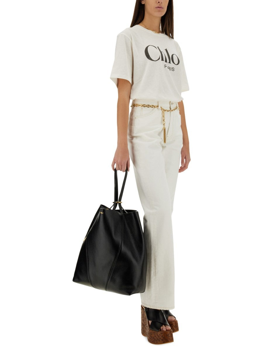 CHLOE’ - Chloe’ T Shirt With Logo - Woman-&gt;Clothing-&gt;t-shirts